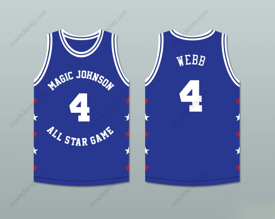 PERSONALIZA CUALQUIER Nombre Número SPUD WEBB 4 MAGIC JOHNSON CAMISETA DE BALONCESTO AZUL ALL STAR GAME 1989 EVENTO BENÉFICO MIDSUMMER NIGHT'S MAGIC Parte Superior Cosida S-6XL
