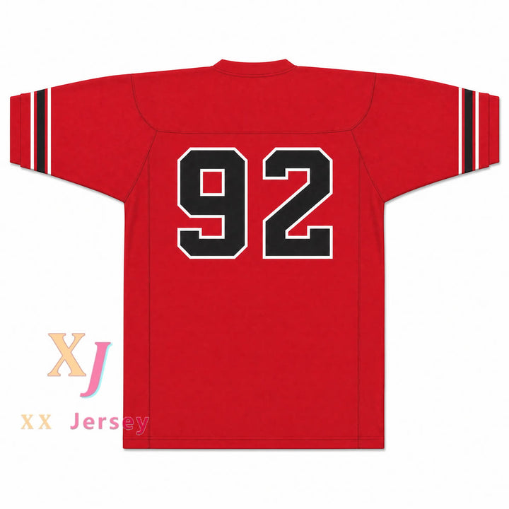 Marcel Andry 92 EMCC Lions Football Jersey — red back view