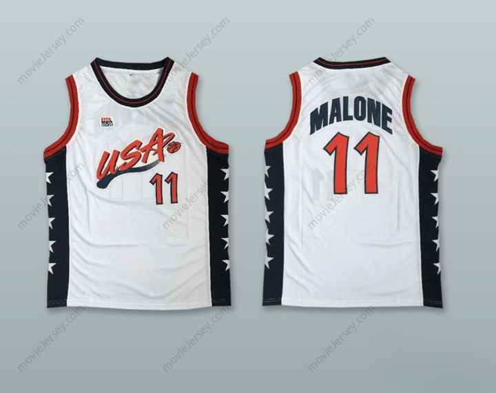 PERSONALIZADO CUALQUIER Nombre Número 1996 KARL MALONE 11 EE. UU. EQUIPO LOCAL CAMISETA DE BALONCESTO Superior Cosido S-6XL