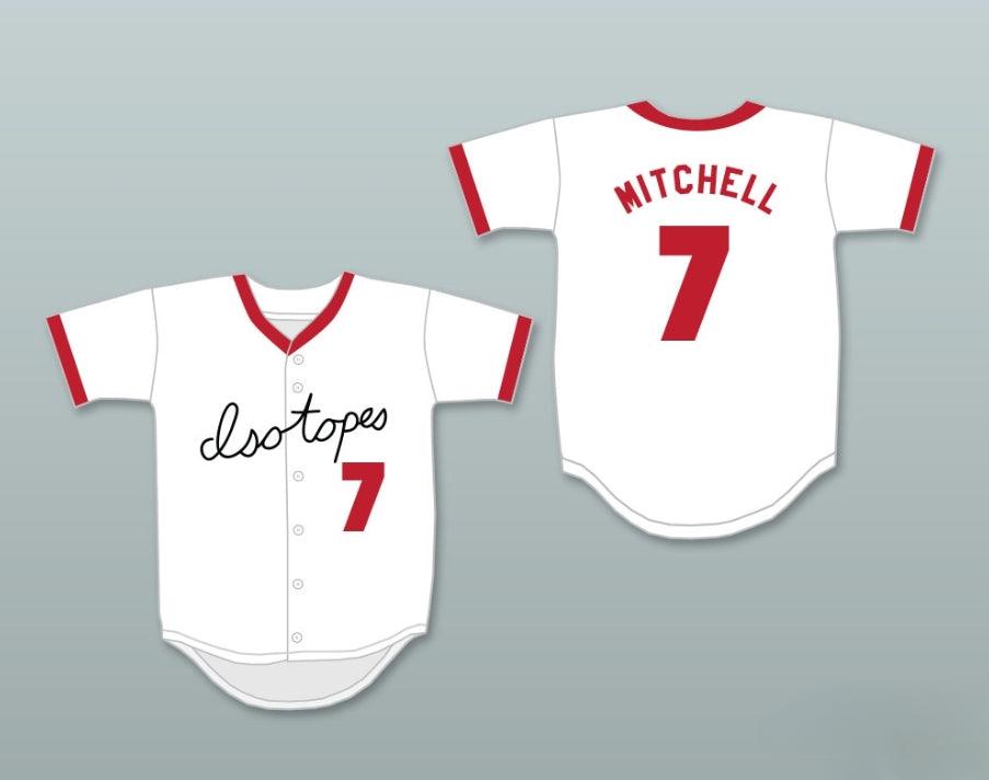 Camiseta de béisbol con botones ISOTOPES 7 BUCK MITCHELL, número y nombre personalizados, costura superior, tallas S-6XL