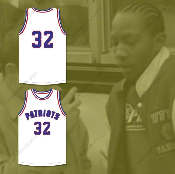 PERSONALIZA CUALQUIER Nombre Número ROSCOE 32 CAMISETA DE BALONCESTO BLANCA DE LOS PATRIOTS DE LA ESCUELA SECUNDARIA WILL FOSTER LAS ZAPATILLAS ROJAS Confección superior S-6XL