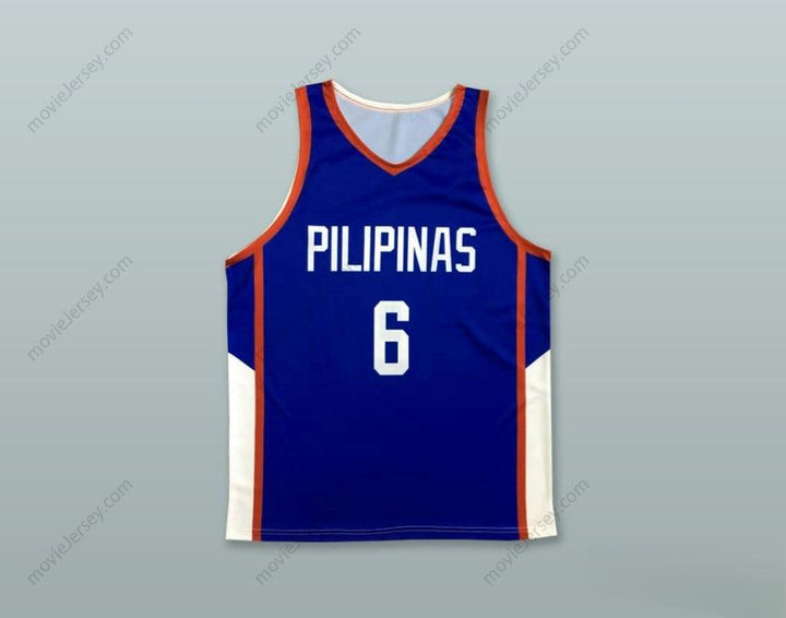 PERSONALIZA Cualquier Nombre Número JORDAN CLARKSON 6 FILIPINAS AZUL CAMISETA BALONCESTO Cosida Tallas S-6XL