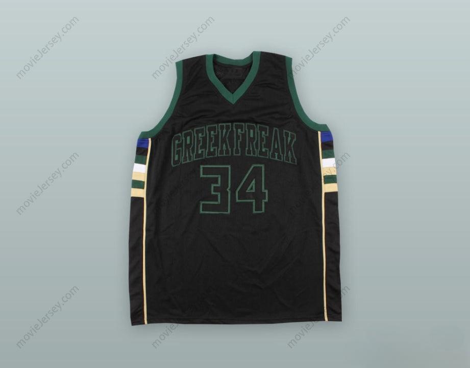 CAMISETA DE BALONCESTO NEGRA PERSONALIZADA CON NOMBRE Y NÚMERO CUALQUIERA GIANNIS ANTETOKOUNMPO 34 GREEK FREAK 2 Top Cosida Tallas S-6XL