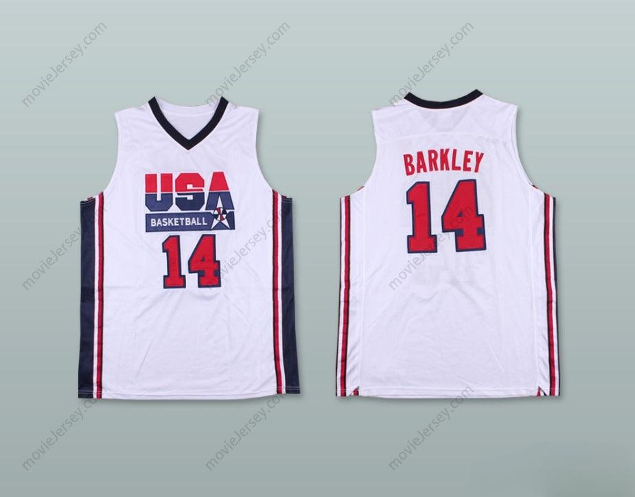 PERSONALIZA Cualquier Nombre Número CHARLES BARKLEY 14 USA CAMISETA DE BALONCESTO LOCAL Cosida S-6XL