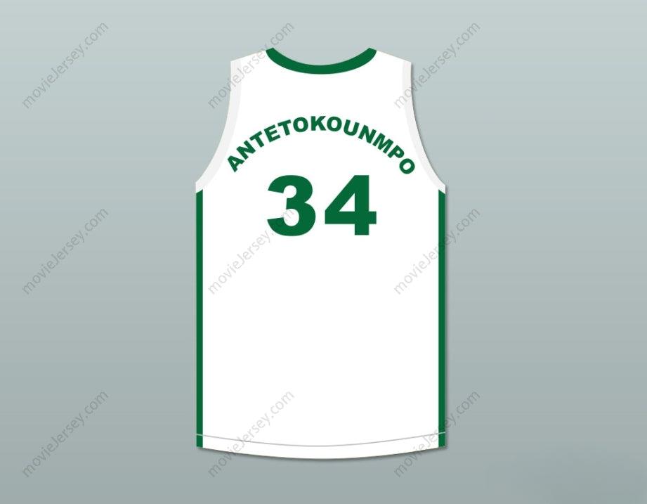PERSONALIZA CUALQUIER Nombre Número GIANNIS ANTETOKOUNMPO 34 NIGERIA BLANCO CAMISETA BALONCESTO Cosida S-6XL