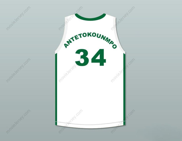 PERSONALIZA CUALQUIER Nombre Número GIANNIS ANTETOKOUNMPO 34 NIGERIA BLANCO CAMISETA BALONCESTO Cosida S-6XL