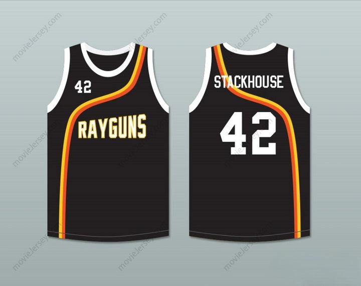 PERSONALIZA Cualquier Nombre Número JERRY STACKHOUSE 42 ROSWELL RAYGUNS JERSEY BALONCESTO NEGRO Costura Superior S-6XL