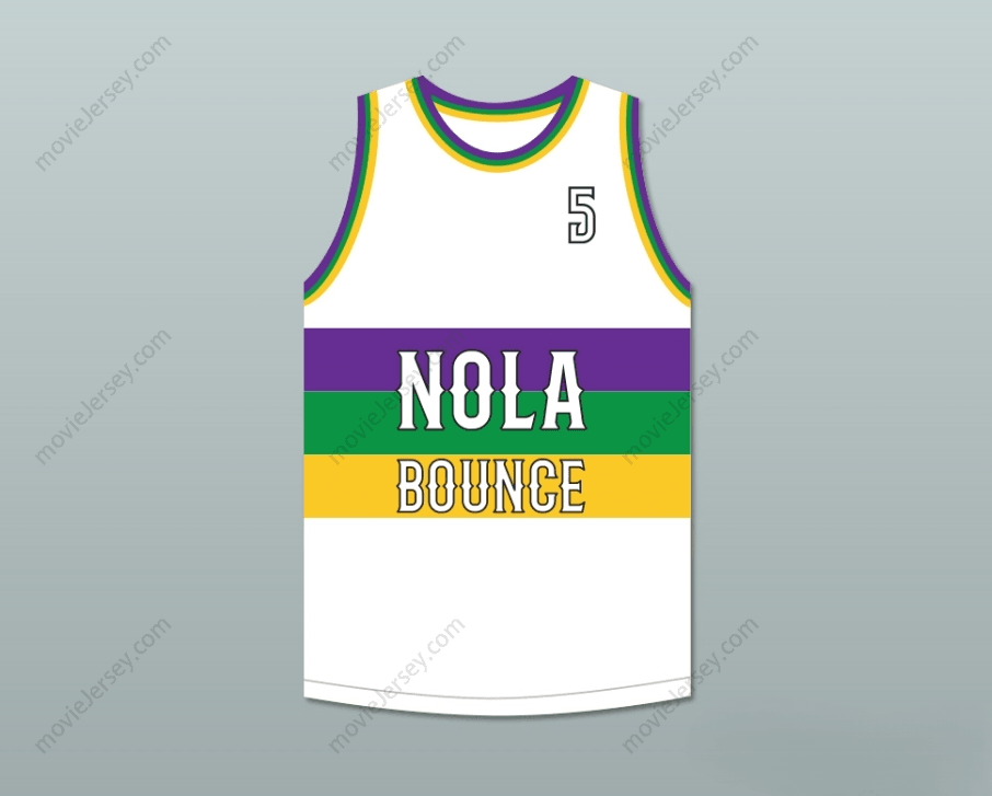 CUSTOM ANY Name Number DJ JIMI 5 NOLA BOUNCE WHITE BASKETBALL JERSEY Top Stitched S-6XL