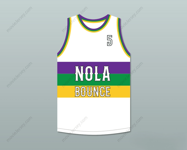 CUSTOM ANY Name Number DJ JIMI 5 NOLA BOUNCE WHITE BASKETBALL JERSEY Top Stitched S-6XL