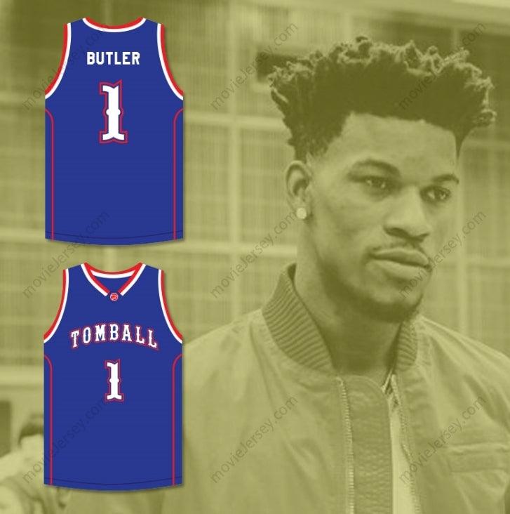 PERSONALIZA CUALQUIER Nombre Número JIMMY BUTLER 1 CAMISETA DE BALONCESTO AZUL COUGARS DE SECUNDARIA Bordado S-6XL