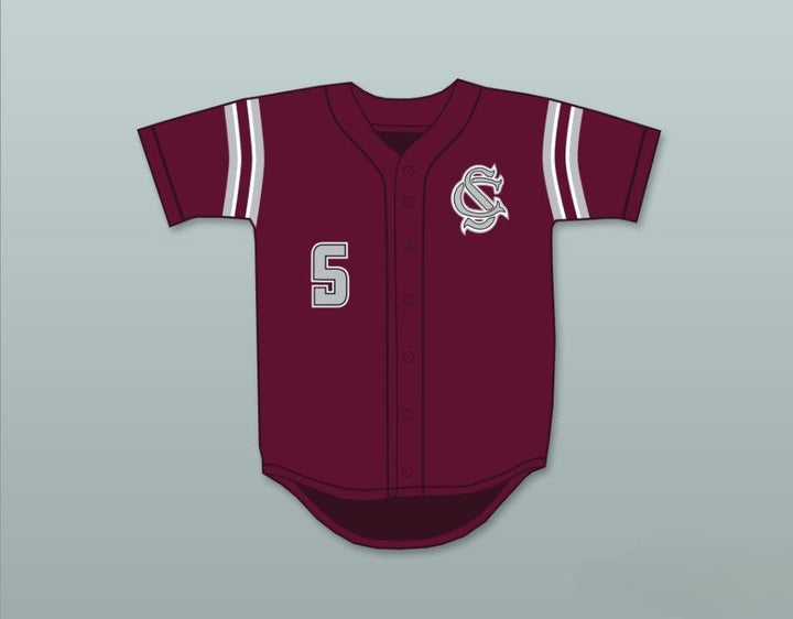 Personalizado Cualquier Nombre Número MADISON BUMGARNER 5 CAMISETA DE BÉISBOL GRANATE DE LOS SPARTANS DE SECUNDARIA 1 Parte Superior Cosida S-6XL