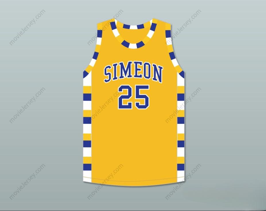 PERSONALIZA cualquier Nombre Número DERRICK ROSE 25 SIMEON CAREER ACADEMY WOLVERINES CAMISETA BALONCESTO AMARILLO ORO Costuras Superiores S-6XL