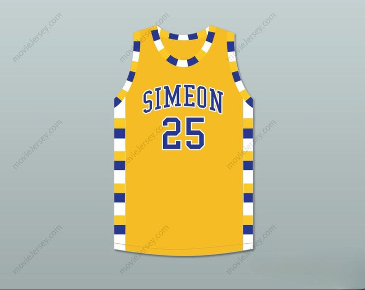 PERSONALIZA cualquier Nombre Número DERRICK ROSE 25 SIMEON CAREER ACADEMY WOLVERINES CAMISETA BALONCESTO AMARILLO ORO Costuras Superiores S-6XL