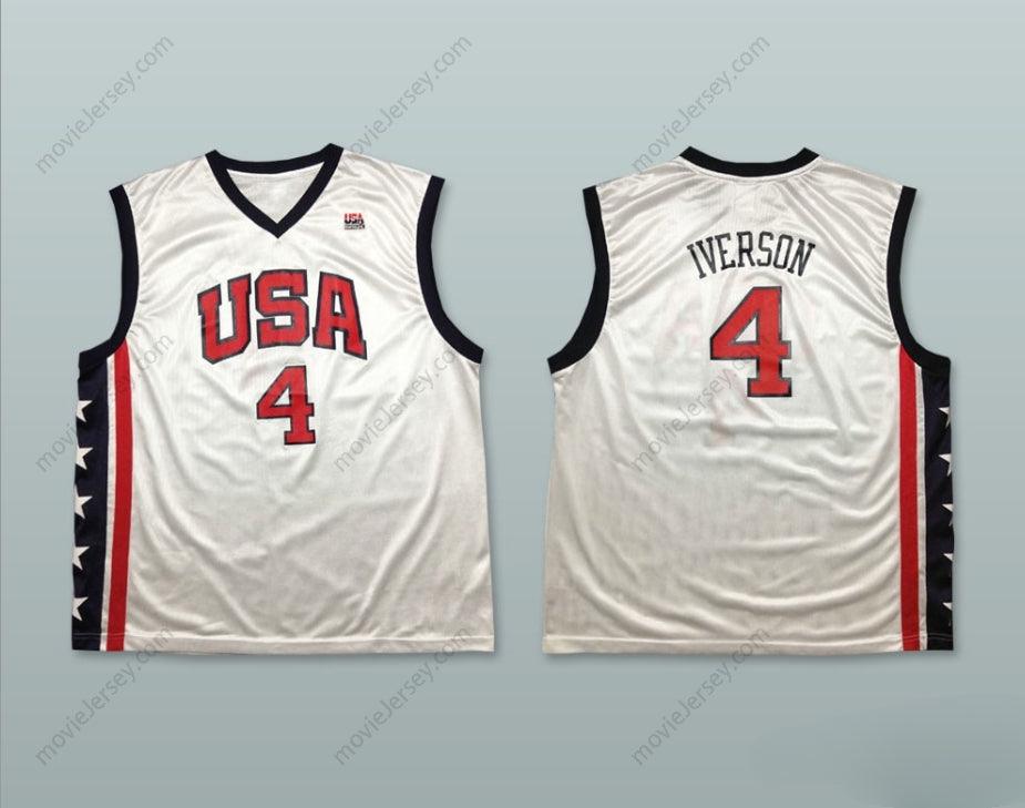 PERSONALIZA Cualquier Nombre Número ALLEN IVERSON 4 USA TEAM CAMISETA DE BALONCESTO CASA Cosida S-6XL