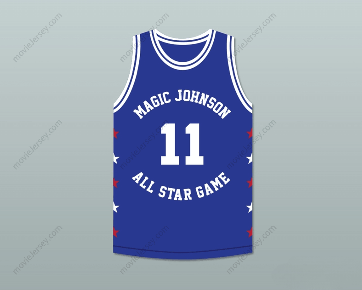 PERSONALIZA CUALQUIER Nombre Número ISIAH THOMAS 11 MAGIC JOHNSON CAMISETA DE BALONCESTO AZUL ALL STAR GAME 1989 EVENTO BENÉFICO MIDSUMMER NIGHT'S MAGIC Con Costura Superior S-6XL