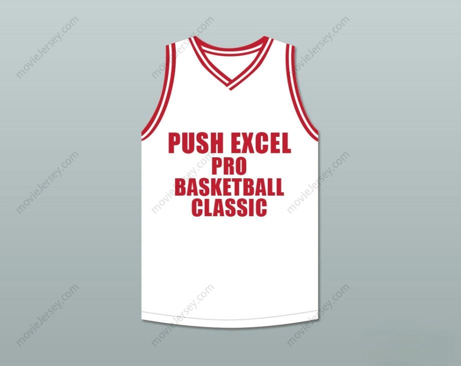 CUSTOM ANY Name Number MICHAEL  23 PUSH EXCEL PRO BASKETBALL CLASSIC WHITE BASKETBALL JERSEY 1988 CHARITY EVENT Top Stitched S-6XL