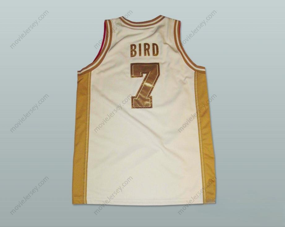 PERSONALIZA CUALQUIER Nombre Número LARRY BIRD USA CAMISETA DE BALONCESTO BLANCA Y DORADA NUEVA COSIDA A MANO Bordado S-6XL