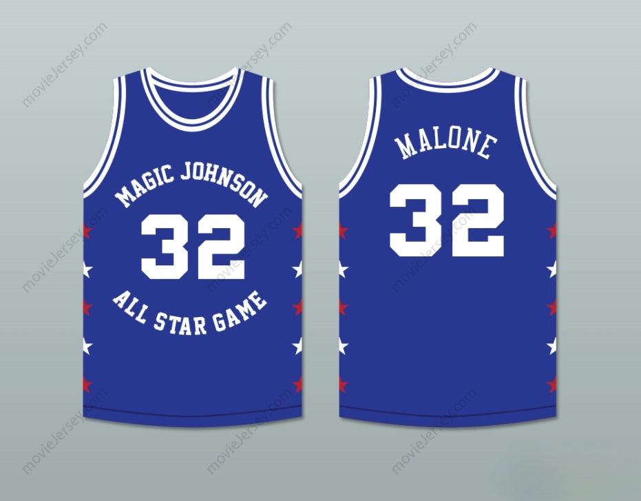 CUSTOM ANY Name Number KARL MALONE 32 MAGIC JOHNSON ALL STAR GAME BLUE BASKETBALL JERSEY 1989 MIDSUMMER NIGHT'S MAGIC CHARITY EVENT Top Stitched S-6XL