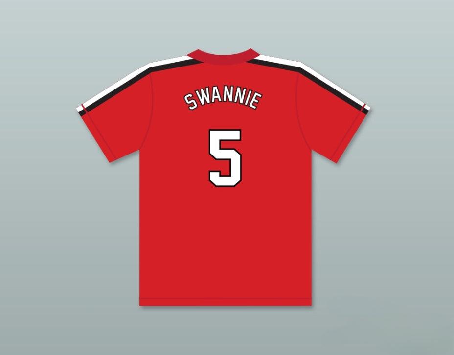 Camiseta de béisbol personalizada con cualquier nombre y número de JIM 'SWANNIE' SWANSON 5, roja, "THE BATTERED BASTARDS OF BASEBALL", costuras dobles, Tallas S-6XL