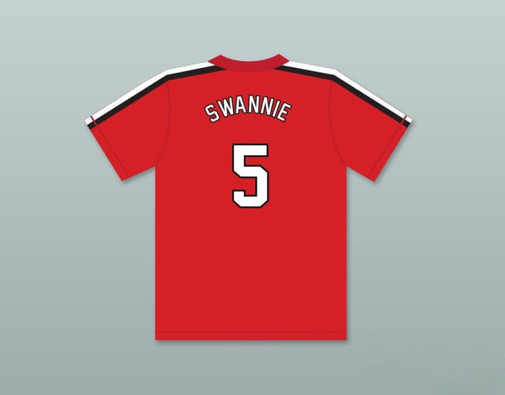 Camiseta de béisbol personalizada con cualquier nombre y número de JIM 'SWANNIE' SWANSON 5, roja, "THE BATTERED BASTARDS OF BASEBALL", costuras dobles, Tallas S-6XL