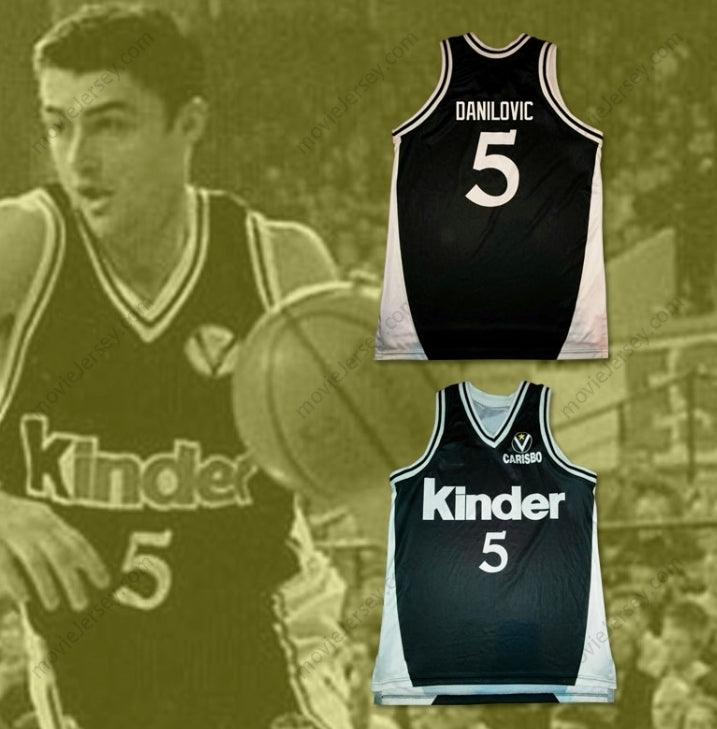 PERSONALIZA CUALQUIER Nombre Número CAMISETA DE BALONCESTO SASHA DANILOVIC VIRTUS KINDER BOLONIA BORDADO Cosido Superior S-6XL