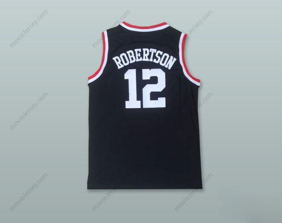 PERSONALIZA Cualquier Nombre Número OSCAR ROBERTSON 12 Camiseta de Baloncesto Negra Cosida S-6XL