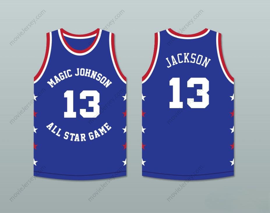 CUSTOM ANY Name Number MARK JACKSON 13 MAGIC JOHNSON ALL STAR GAME BLUE BASKETBALL JERSEY 1988 MIDSUMMER NIGHT'S MAGIC CHARITY EVENT Top Stitched S-6XL