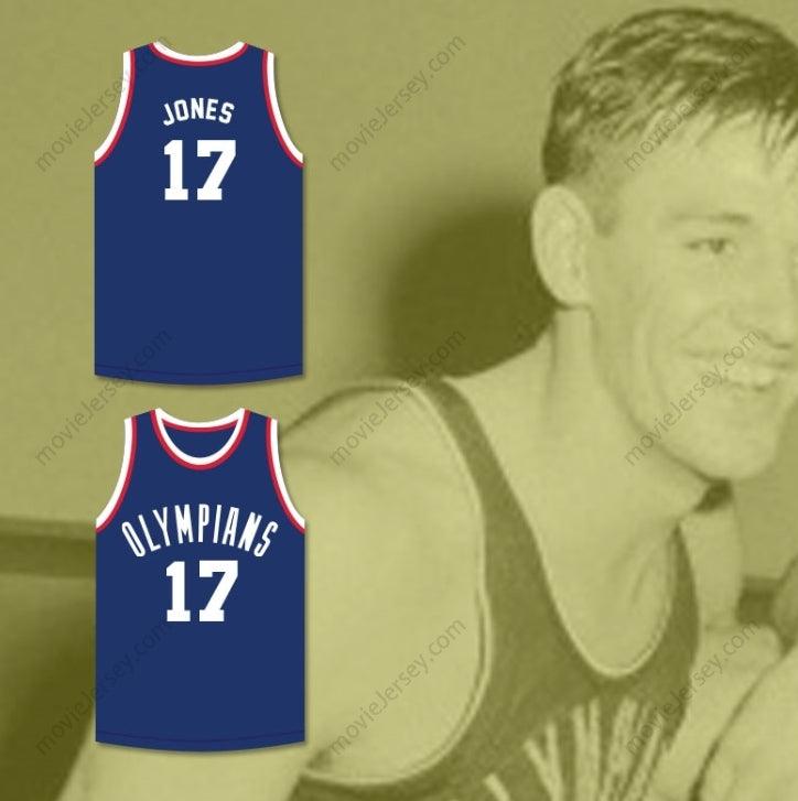 PERSONALIZA CUALQUIER Nombre Número WALLACE JONES 17 JERSEY BALONCESTO AZUL DE LOS OLÍMPICOS Parte superior cosida S-6XL