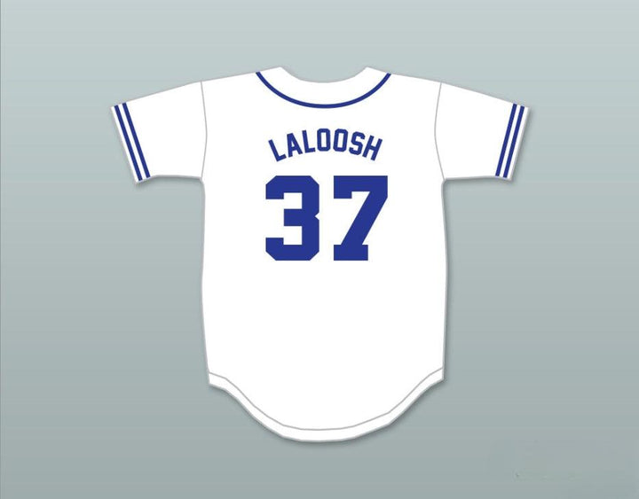 Camiseta de béisbol blanca retro con botones y nombre y número personalizados EBBY CALVIN LALOOSH 37, tallas S-6XL