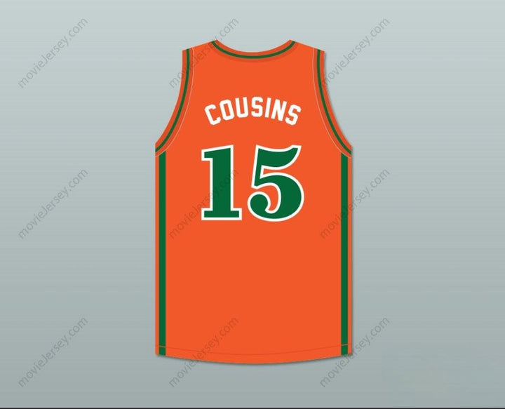 PERSONALIZA Cualquier Nombre Número DEMARCUS COUSINS 15 LEFLORE HIGH SCHOOL RATTLERS Camiseta Naranja de Baloncesto Cosida S-6XL