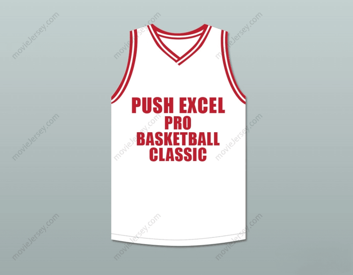 PERSONALIZADA CUALQUIER Nombre Número KEVIN DUCKWORTH 00 CAMISETA DE BALONCESTO CLÁSICA BLANCA PUSH EXCEL PRO 1988 EVENTO BENÉFICO Costura Superior S-6XL