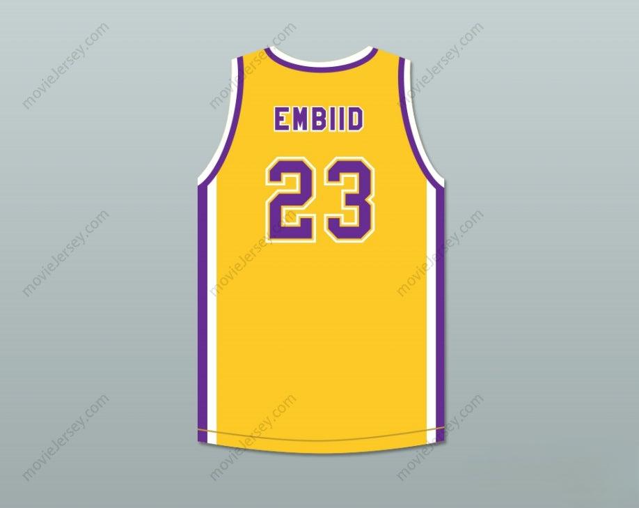 PERSONALIZA Cualquier Nombre Número JOEL EMBIID 23 ACADEMY Camiseta de Baloncesto Amarilla con Costura Superior S-6XL