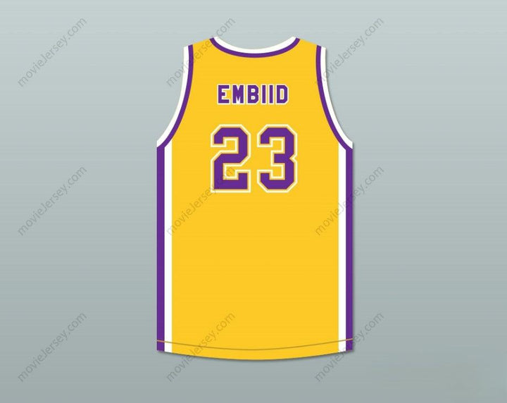PERSONALIZA Cualquier Nombre Número JOEL EMBIID 23 ACADEMY Camiseta de Baloncesto Amarilla con Costura Superior S-6XL