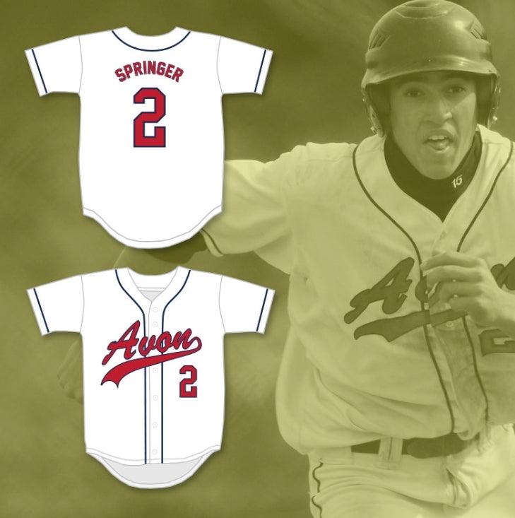 Camiseta de béisbol blanca GEORGE SPRINGER 2 OLD FARMS SCHOOL WINGED BEAVERS personalizada con cualquier nombre y número, 2 costuras dobles S-6XL