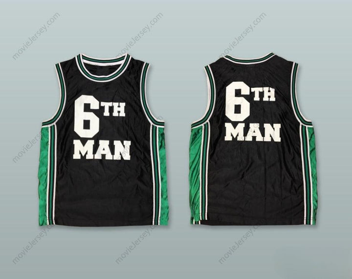 CAMISETA DE BALONCESTO NEGRA "6TH MAN" CON NOMBRE Y NÚMERO PERSONALIZABLES, Cosecha, Tallas S-6XL