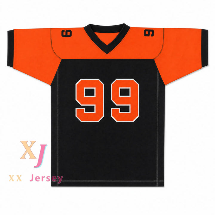 CAMISETA DE FÚTBOL DORGHU 99 ORC FOGTEETH, NEGRO/NARANJA, CON PARCHES PERSONALIZADOS Y DOBLE COSTURA, TALLAS S-6XL