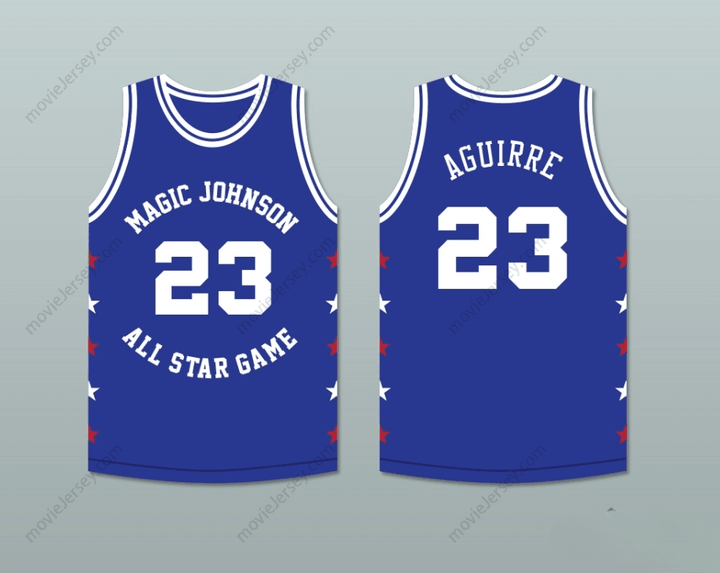 PERSONALIZA CUALQUIER Nombre Número MARK AQUIRRE 23 MAGIC JOHNSON ALL STAR GAME CAMISETA BALONCESTO AZUL 1989 MIDSUMMER NIGHT'S MAGIC CHARITY EVENT Costura Superior S-6XL