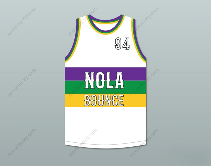 PERSONALIZADA CUALQUIER Nombre Número MAGNOLIA SHORTY 94 NOLA BOUNCE Blanca Camiseta de Baloncesto Cosida Tallas S-6XL