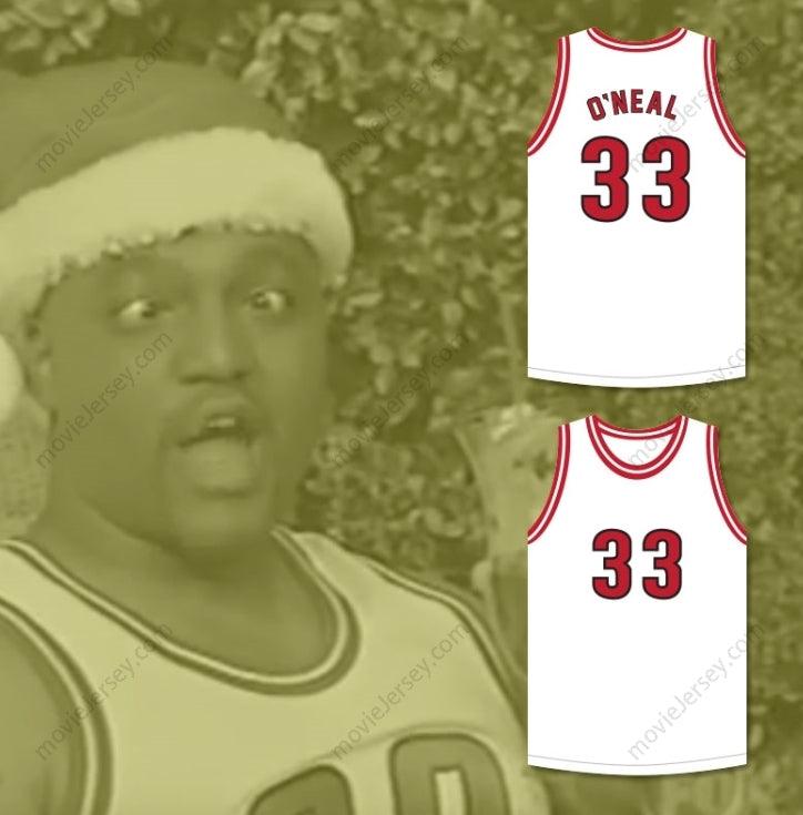 Camiseta de baloncesto personalizada con el nombre y número SHAQUILLE O'NEAL 33, ESPECIAL DE NAVIDAD, SHAQ Y EL ANTIGUO SKIT MADTV, costuras superiores, tallas S-6XL