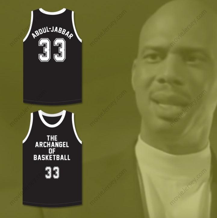PERSONALIZA CUALQUIER Nombre Número KAREEM ABDUL-JABBAR 33 EL ARCÁNGEL DEL BALONCESTO CAMISETA DE BALONCESTO NEGRA MATE REMATE ERNEST Parte Superior Cosida S-6XL