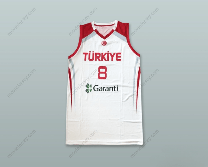 PERSONALIZA CUALQUIER Nombre Número ERSAN ILYASOVA 8 TURQUÍA CAMISETA BALONCESTO BLANCA BORDADA Tallas S-6XL