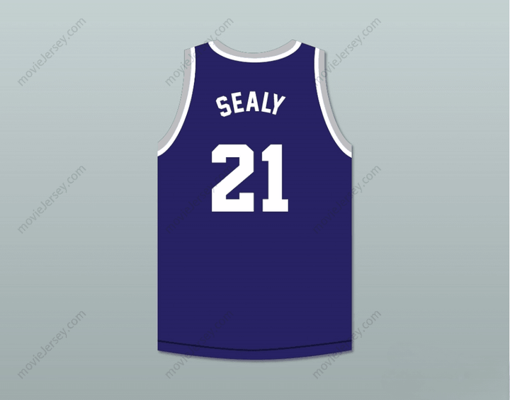 PERSONALIZAR Cualquier Nombre Número MALIK SEALY 21 ST. NICHOLAS DE TOLENTINO ESCUELA SECUNDARIA Camiseta de Baloncesto Azul Marino Cosida de S-6XL