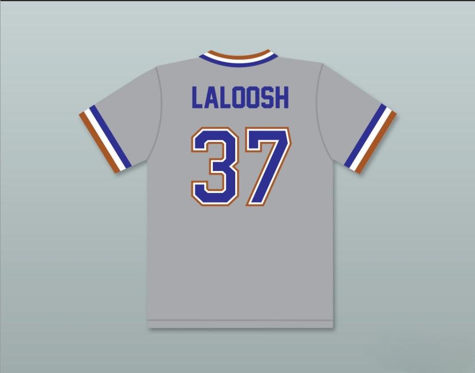 Camiseta de béisbol gris personalizada con el nombre y número que quieras de EBBY CALVIN LALOOSH 37, 2 costuras superiores, S-6XL