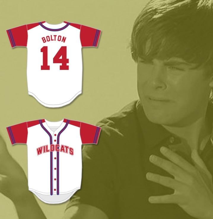 Camiseta de béisbol con el diseño 1 de los WILDCATS del instituto EAST HIGH SCHOOL de TROY BOLTON, número 14 y cualquier nombre personalizado, con costuras superiores, tallas de la S a la 6XL