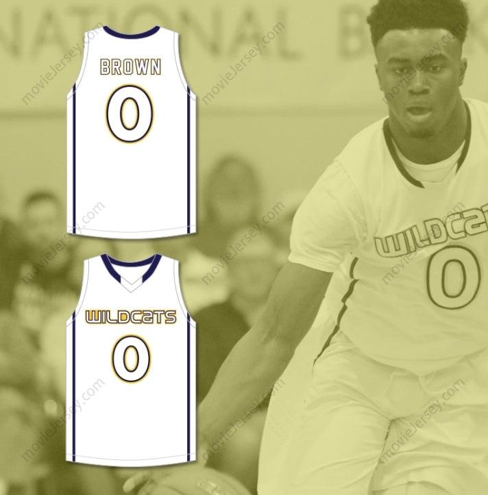 CAMISETA DE BALONCESTO PERSONALIZADA (cualquier nombre/número) JAYLEN BROWN 4 WHEELER HIGH SCHOOL WILDCATS BLANCA, 2 costuras superiores, S-6XL