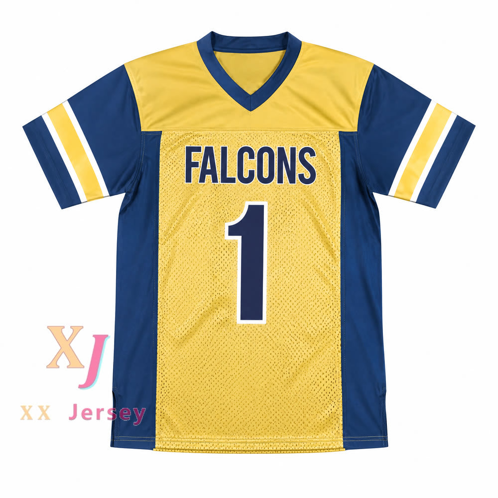 PERSONALIZADO Cualquier Nombre Número STEFON DIGGS 1 FALCONS DEL COLEGIO NUESTRA SEÑORA DEL BUEN CONSEJO DORADO CAMISETA DE FÚTBOL Superior Cosido S-6XL