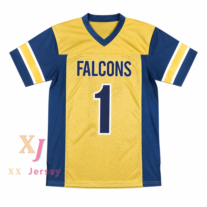 PERSONALIZADO Cualquier Nombre Número STEFON DIGGS 1 FALCONS DEL COLEGIO NUESTRA SEÑORA DEL BUEN CONSEJO DORADO CAMISETA DE FÚTBOL Superior Cosido S-6XL
