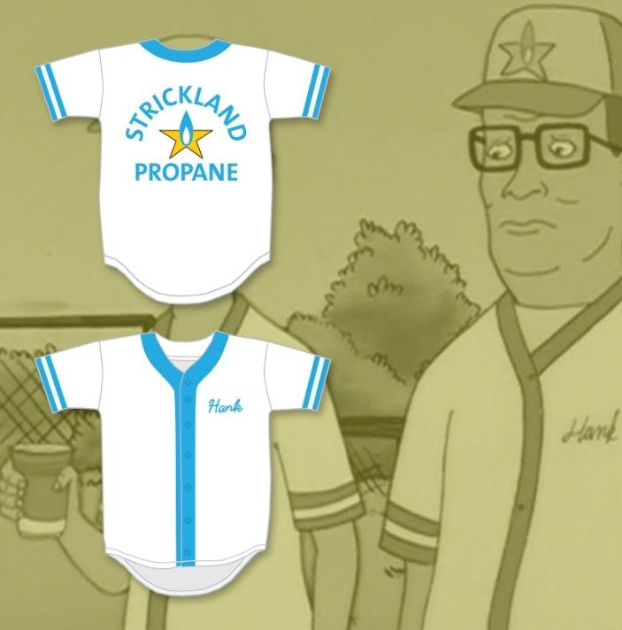 Personalizado con cualquier nombre y número HANK HILL STRICKLAND PROPANE SOFTBALL TEAM CAMISETA DE BÉISBOL Parte superior cosida S-6XL