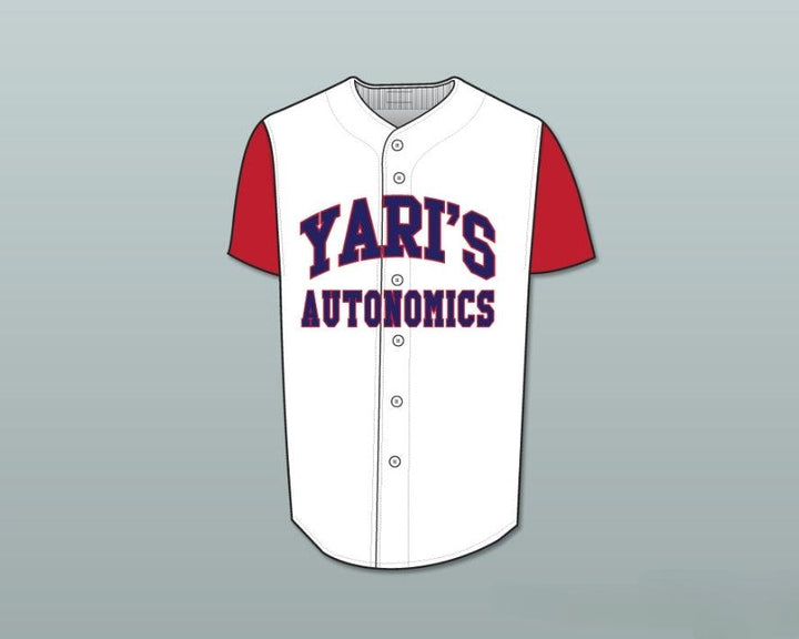 Camiseta de béisbol personalizada con cualquier nombre y número LARRY DAVID YARI'S AUTONOMICS, edición de lujo, costuras cosidas, tallas S-6XL