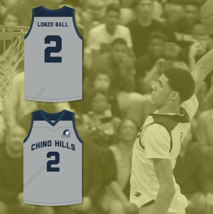 PERSONALIZA CUALQUIER Nombre Número LONZO BALL 2 CHINO HILLS HUSKIES CAMISETA DE BALONCESTO GRIS CON PARCHE Cosido S-6XL